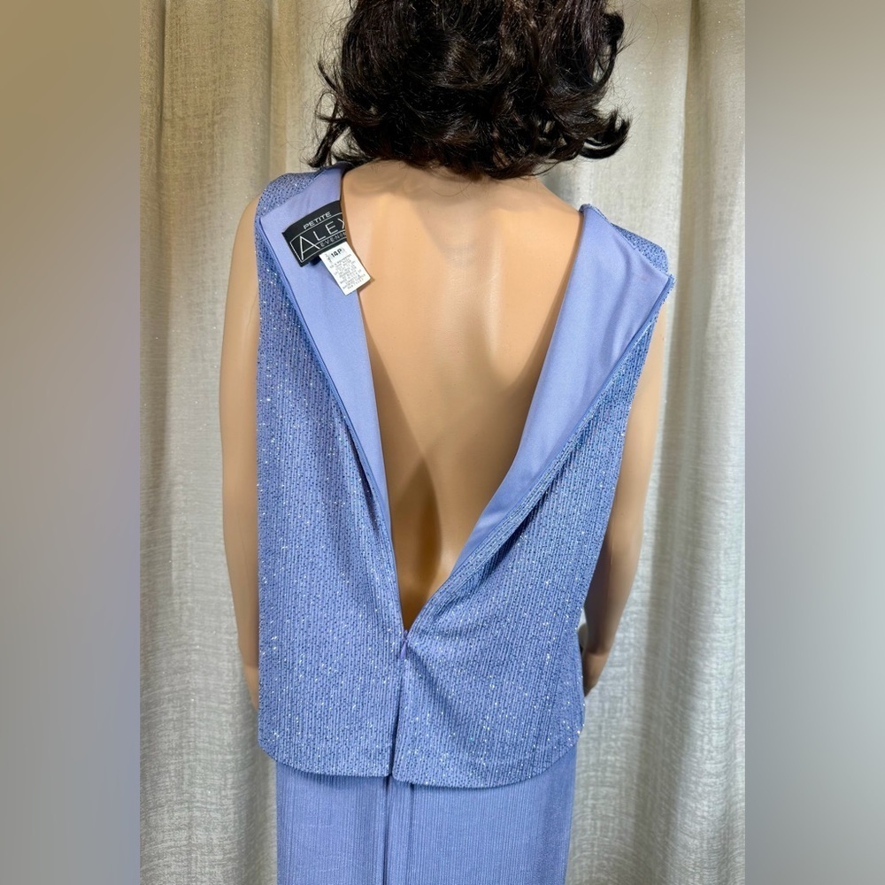 💜 Alex Evenings 2-Piece Lavender Blue Shimmer Set – Size 14 Petite - Picture 9 of 9